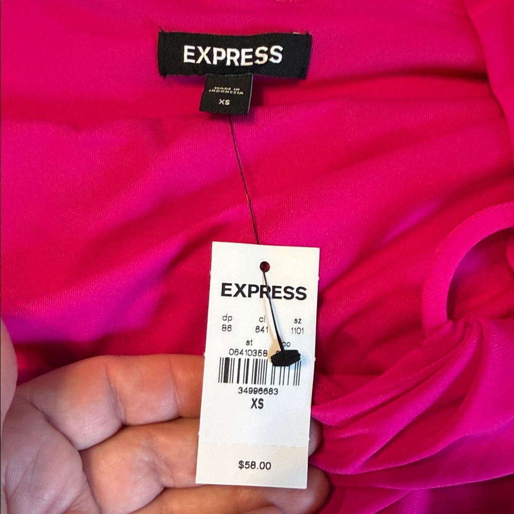 Express Skimming One Shoulder O-Ring Body Suit Fuchsia Color Size XS NWT - Picture 3 of 12